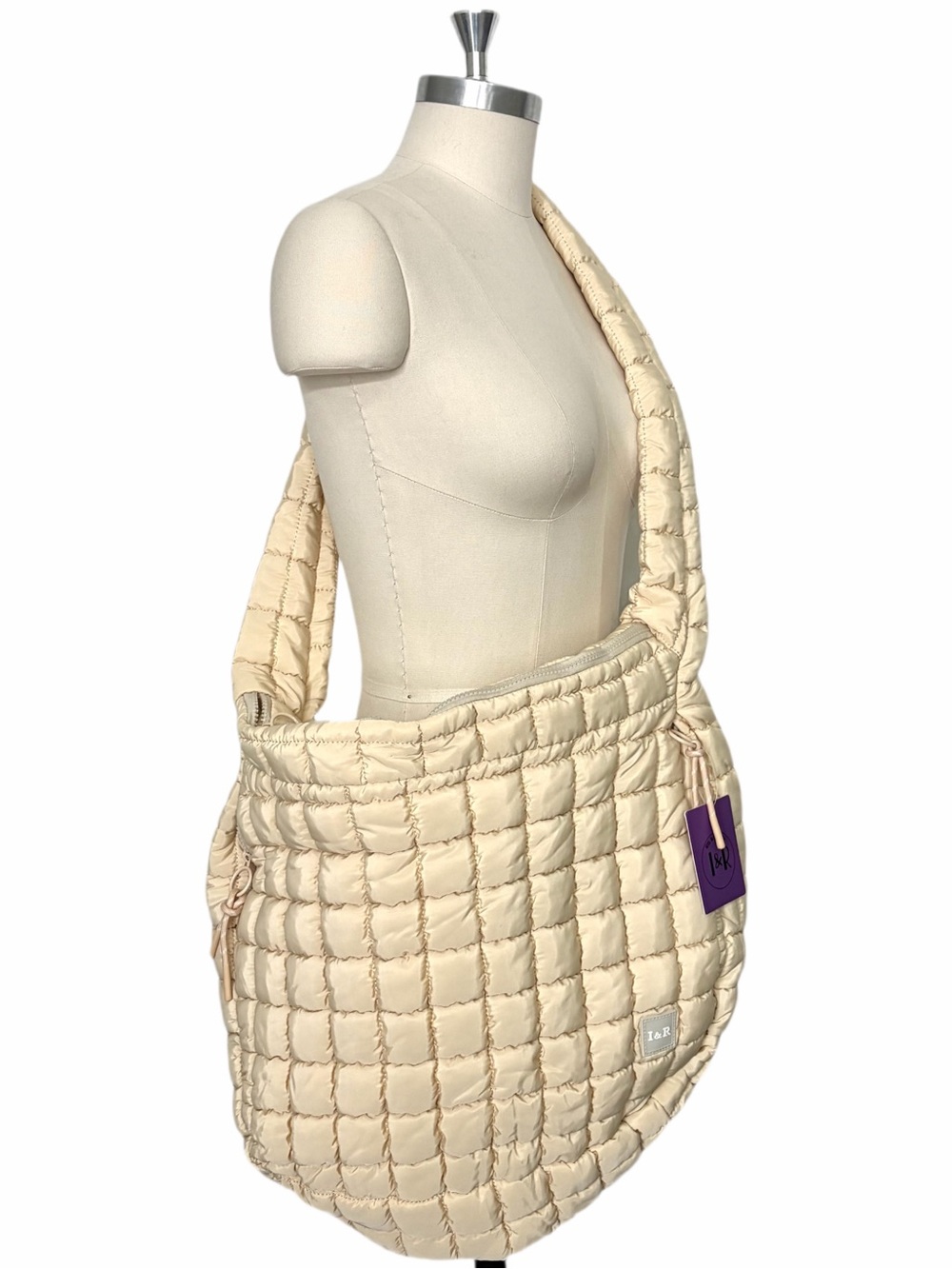 Iris & Rainbow Quilted Shoulder Tote in Creamy Ivory Water Repellent NWT